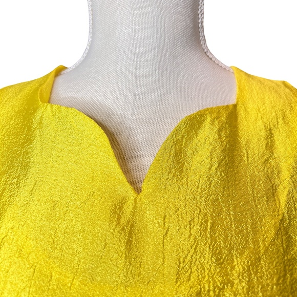 #A127 Nancy New York Yellow feminine flirty Puff Sleeve Ruffle Dress NWT  L - Picture 4 of 10